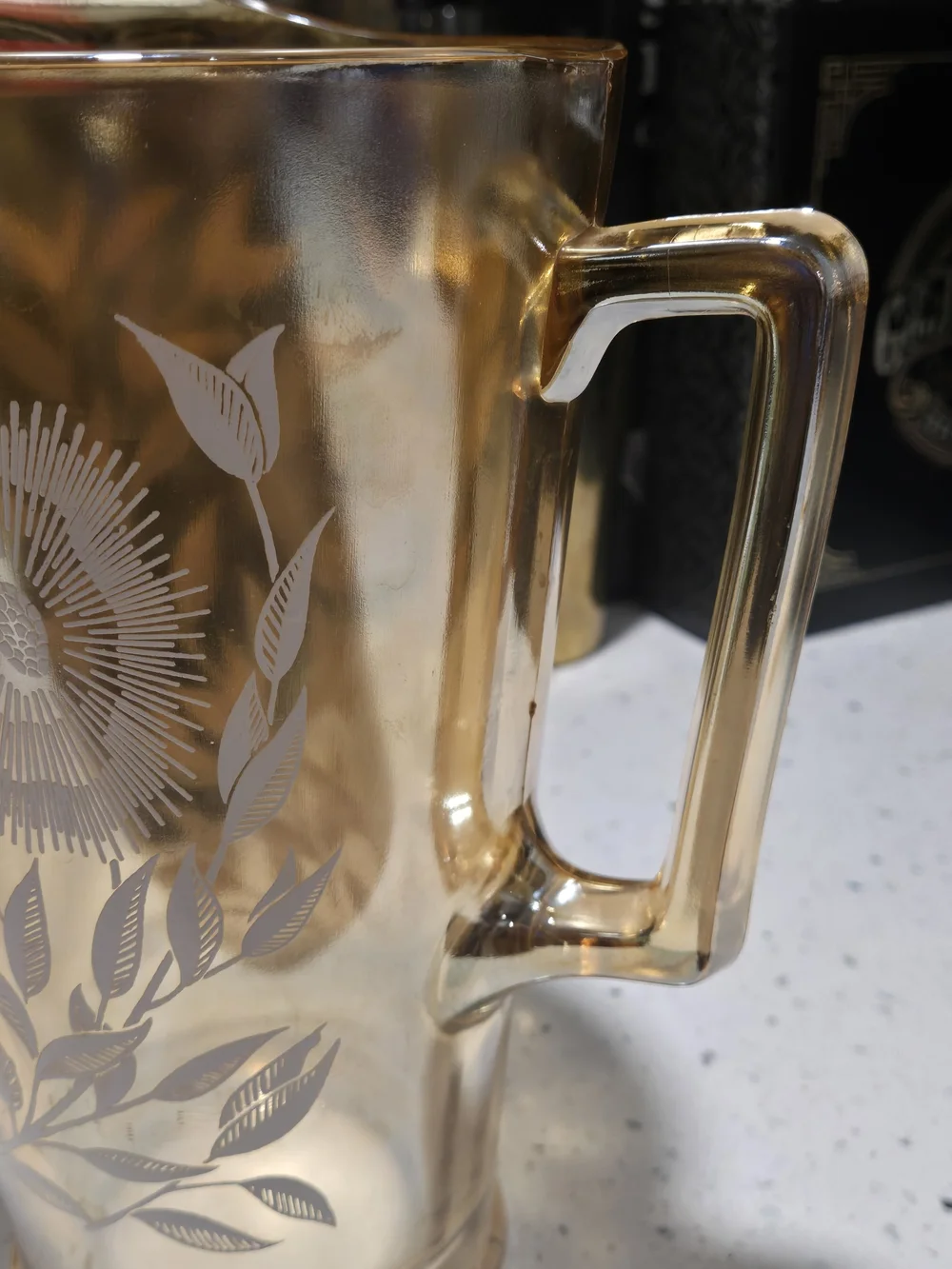 Vintage Jeannette Glass Pitcher In Cosmo Pattern